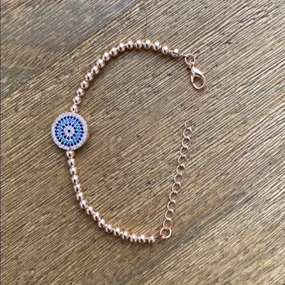 Rose gold evil eye bracelet